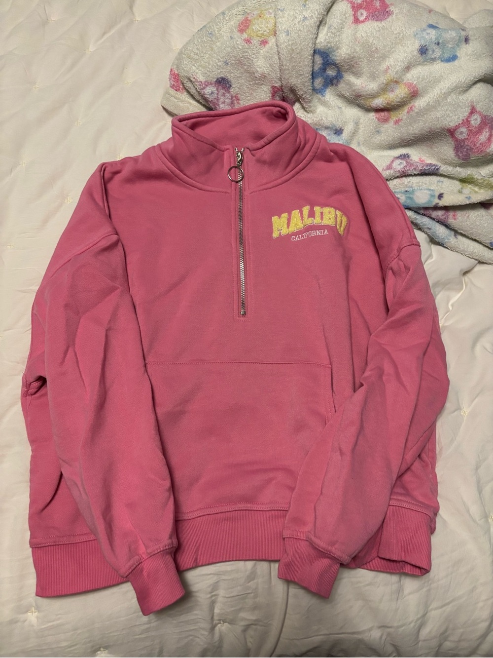 Malibu California Pink Half-Zip Pullover Sweatshirt